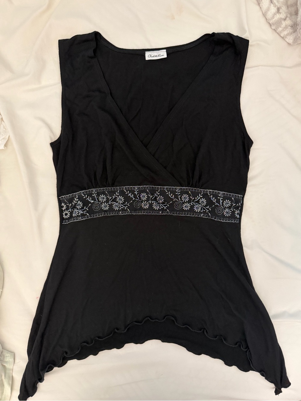 Charlotte Russe Wrap Tank Top with See Through Sequin Detailing - Picture 2 of 4
